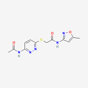molecular formula C12H13N5O3S B2454629 2-((6-acetamidopyridazin-3-yl)thio)-N-(5-methylisoxazol-3-yl)acetamide CAS No. 1021091-44-0
