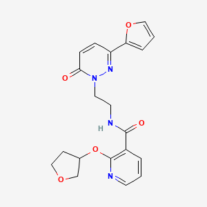 molecular formula C20H20N4O5 B2454633 N-(2-(3-(furan-2-yl)-6-oxopyridazin-1(6H)-yl)ethyl)-2-((tetrahydrofuran-3-yl)oxy)nicotinamide CAS No. 2034299-20-0