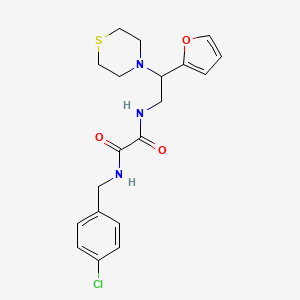 molecular formula C19H22ClN3O3S B2454638 N1-(4-氯苄基)-N2-(2-(呋喃-2-基)-2-硫代吗啉乙基)草酰胺 CAS No. 2034399-49-8