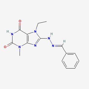(E)-8-(2-benzylidenehydrazinyl)-7-ethyl-3-methyl-1H-purine-2,6(3H,7H)-dione