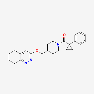 molecular formula C24H29N3O2 B2454645 (1-Phenylcyclopropyl)(4-(((5,6,7,8-tetrahydrocinnolin-3-yl)oxy)methyl)piperidin-1-yl)methanone CAS No. 2310208-72-9