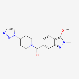 molecular formula C17H20N6O2 B2454652 (4-(1H-1,2,3-triazol-1-yl)piperidin-1-yl)(3-methoxy-2-methyl-2H-indazol-6-yl)methanone CAS No. 1795084-42-2