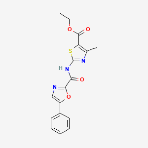 molecular formula C17H15N3O4S B2454658 Ethyl 4-methyl-2-(5-phenyloxazole-2-carboxamido)thiazole-5-carboxylate CAS No. 1798679-51-2