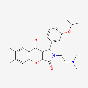 molecular formula C26H30N2O4 B2454660 2-(2-(Dimethylamino)ethyl)-1-(3-isopropoxyphenyl)-6,7-dimethyl-1,2-dihydrochromeno[2,3-c]pyrrole-3,9-dione CAS No. 886161-79-1