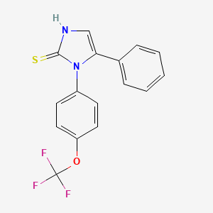 molecular formula C16H11F3N2OS B2454668 5-phenyl-1-(4-(trifluoromethoxy)phenyl)-1H-imidazole-2(3H)-thione CAS No. 1105190-24-6