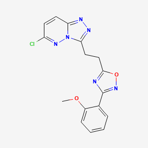 molecular formula C16H13ClN6O2 B2454678 5-(2-{6-Chloro-[1,2,4]triazolo[4,3-b]pyridazin-3-yl}ethyl)-3-(2-methoxyphenyl)-1,2,4-oxadiazole CAS No. 1803571-27-8