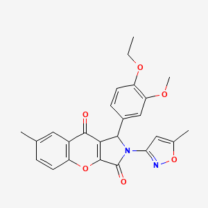 molecular formula C25H22N2O6 B2454705 1-(4-乙氧基-3-甲氧基苯基)-7-甲基-2-(5-甲基异恶唑-3-基)-1,2-二氢色烯并[2,3-c]吡咯-3,9-二酮 CAS No. 874396-52-8