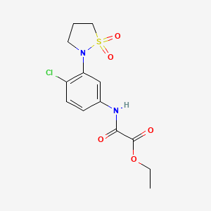 molecular formula C13H15ClN2O5S B2454714 Ethyl 2-((4-chloro-3-(1,1-dioxidoisothiazolidin-2-yl)phenyl)amino)-2-oxoacetate CAS No. 1207047-85-5