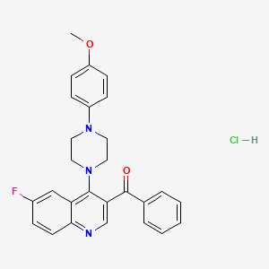 molecular formula C27H25ClFN3O2 B2454718 盐酸3-苯甲酰基-6-氟-4-[4-(4-甲氧苯基)哌嗪-1-基]喹啉 CAS No. 2097928-68-0