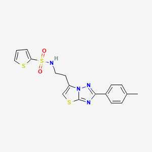 molecular formula C17H16N4O2S3 B2454725 N-(2-(2-(对甲苯基)噻唑并[3,2-b][1,2,4]三唑-6-基)乙基)噻吩-2-磺酰胺 CAS No. 877642-48-3