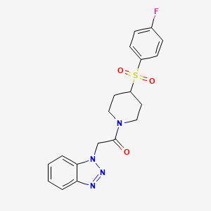 molecular formula C19H19FN4O3S B2454732 2-(1H-benzo[d][1,2,3]triazol-1-yl)-1-(4-((4-fluorophenyl)sulfonyl)piperidin-1-yl)ethanone CAS No. 1448054-19-0