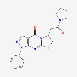 molecular formula C19H19N5O2S B2454735 6-(2-oxo-2-(pyrrolidin-1-yl)ethyl)-1-phenyl-6,7-dihydropyrazolo[3,4-d]thiazolo[3,2-a]pyrimidin-4(1H)-one CAS No. 941957-81-9