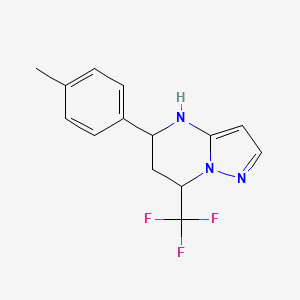 molecular formula C14H14F3N3 B2454741 5-(4-Methylphenyl)-7-(trifluoromethyl)-4,5,6,7-tetrahydropyrazolo[1,5-a]pyrimidine CAS No. 676254-55-0