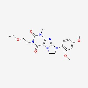 molecular formula C20H25N5O5 B2454745 6-(2,4-Dimethoxyphenyl)-2-(2-ethoxyethyl)-4-methyl-7,8-dihydropurino[7,8-a]imidazole-1,3-dione CAS No. 872628-18-7