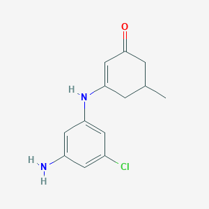 molecular formula C13H15ClN2O B2454758 3-((3-Amino-5-chlorophenyl)amino)-5-methylcyclohex-2-EN-1-one CAS No. 1023537-66-7