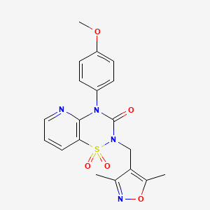 molecular formula C19H18N4O5S B2454766 2-((3,5-dimethylisoxazol-4-yl)methyl)-4-(4-methoxyphenyl)-2H-pyrido[2,3-e][1,2,4]thiadiazin-3(4H)-one 1,1-dioxide CAS No. 1251563-07-1