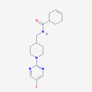 molecular formula C17H23FN4O B2454774 N-((1-(5-fluoropyrimidin-2-yl)piperidin-4-yl)methyl)cyclohex-3-enecarboxamide CAS No. 2034470-75-0