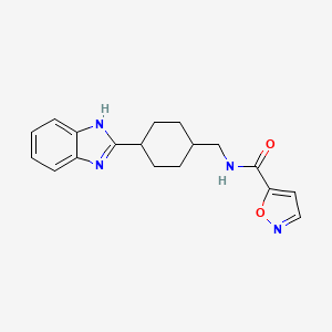 molecular formula C18H20N4O2 B2454776 N-((4-(1H-benzo[d]imidazol-2-yl)cyclohexyl)methyl)isoxazole-5-carboxamide CAS No. 1323290-65-8