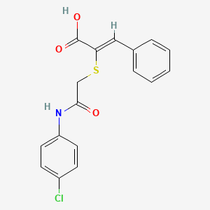 (Z)-2-((2-((4-chlorophenyl)amino)-2-oxoethyl)thio)-3-phenylacrylic acid