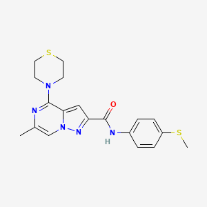 molecular formula C19H21N5OS2 B2454784 6-methyl-N-[4-(methylsulfanyl)phenyl]-4-(1,4-thiazinan-4-yl)pyrazolo[1,5-a]pyrazine-2-carboxamide CAS No. 1775543-00-4