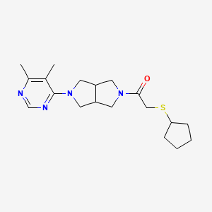 molecular formula C19H28N4OS B2454785 2-Cyclopentylsulfanyl-1-[2-(5,6-dimethylpyrimidin-4-yl)-1,3,3a,4,6,6a-hexahydropyrrolo[3,4-c]pyrrol-5-yl]ethanone CAS No. 2415632-93-6