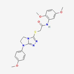 molecular formula C21H23N5O4S B2454788 N-(2,5-dimethoxyphenyl)-2-((7-(4-methoxyphenyl)-6,7-dihydro-5H-imidazo[2,1-c][1,2,4]triazol-3-yl)thio)acetamide CAS No. 921858-09-5