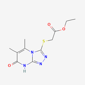 molecular formula C11H14N4O3S B2454789 2-((5,6-二甲基-7-氧代-7,8-二氢-[1,2,4]三唑并[4,3-a]嘧啶-3-基)硫代)乙酸乙酯 CAS No. 891133-42-9