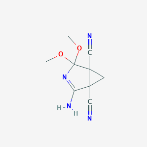 molecular formula C9H10N4O2 B2454801 2-Amino-4,4-dimethoxy-3-azabicyclo[3.1.0]hex-2-ene-1,5-dicarbonitrile CAS No. 890091-68-6