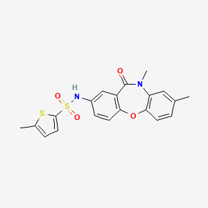 molecular formula C20H18N2O4S2 B2454803 N-(8,10-二甲基-11-氧代-10,11-二氢二苯并[b,f][1,4]恶氮杂卓-2-基)-5-甲硫代吩-2-磺酰胺 CAS No. 922036-63-3