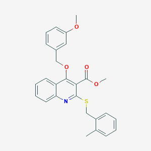 molecular formula C27H25NO4S B2454805 Methyl 4-((3-methoxybenzyl)oxy)-2-((2-methylbenzyl)thio)quinoline-3-carboxylate CAS No. 932301-96-7