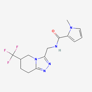 molecular formula C14H16F3N5O B2454808 1-methyl-N-((6-(trifluoromethyl)-5,6,7,8-tetrahydro-[1,2,4]triazolo[4,3-a]pyridin-3-yl)methyl)-1H-pyrrole-2-carboxamide CAS No. 2034381-09-2