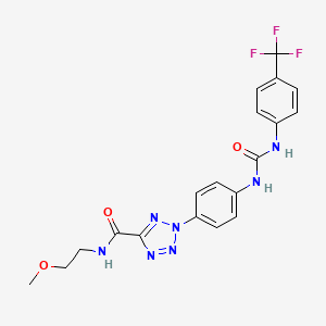 molecular formula C19H18F3N7O3 B2454818 N-(2-methoxyethyl)-2-(4-(3-(4-(trifluoromethyl)phenyl)ureido)phenyl)-2H-tetrazole-5-carboxamide CAS No. 1396683-65-0