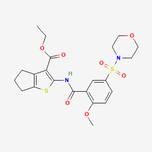 molecular formula C22H26N2O7S2 B2454823 ethyl 2-(2-methoxy-5-(morpholinosulfonyl)benzamido)-5,6-dihydro-4H-cyclopenta[b]thiophene-3-carboxylate CAS No. 496777-47-0