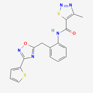 4-methyl-N-(2-((3-(thiophen-2-yl)-1,2,4-oxadiazol-5-yl)methyl)phenyl)-1,2,3-thiadiazole-5-carboxamide