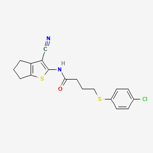 molecular formula C18H17ClN2OS2 B2454827 4-((4-氯苯基)硫代)-N-(3-氰基-5,6-二氢-4H-环戊[b]噻吩-2-基)丁酰胺 CAS No. 899961-05-8