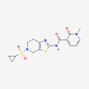 molecular formula C16H18N4O4S2 B2454833 N-(5-(cyclopropylsulfonyl)-4,5,6,7-tetrahydrothiazolo[5,4-c]pyridin-2-yl)-1-methyl-2-oxo-1,2-dihydropyridine-3-carboxamide CAS No. 1396793-14-8