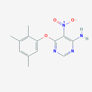 molecular formula C13H14N4O3 B2454835 5-硝基-6-(2,3,5-三甲基苯氧基)嘧啶-4-胺 CAS No. 497063-54-4
