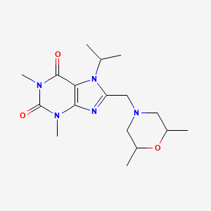 molecular formula C17H27N5O3 B2454836 8-[(2,6-Dimethylmorpholin-4-yl)methyl]-1,3-dimethyl-7-propan-2-ylpurine-2,6-dione CAS No. 878421-95-5