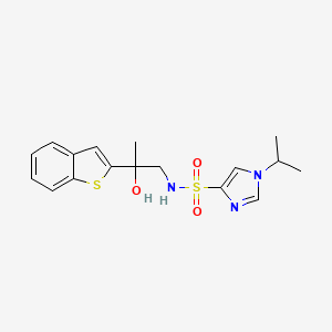 molecular formula C17H21N3O3S2 B2454845 N-(2-(benzo[b]thiophen-2-yl)-2-hydroxypropyl)-1-isopropyl-1H-imidazole-4-sulfonamide CAS No. 2034353-99-4