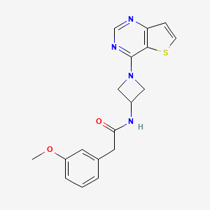 molecular formula C18H18N4O2S B2454857 2-(3-Methoxyphenyl)-N-(1-thieno[3,2-d]pyrimidin-4-ylazetidin-3-yl)acetamide CAS No. 2415584-55-1