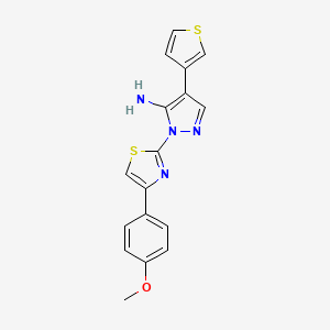 molecular formula C17H14N4OS2 B2454866 1-[4-(4-methoxyphenyl)-1,3-thiazol-2-yl]-4-(3-thienyl)-1H-pyrazol-5-amine CAS No. 955967-07-4