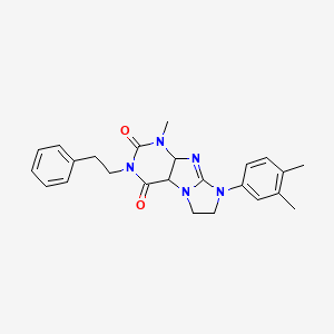 molecular formula C24H25N5O2 B2454876 8-(3,4-dimethylphenyl)-1-methyl-3-(2-phenylethyl)-1H,2H,3H,4H,6H,7H,8H-imidazo[1,2-g]purine-2,4-dione CAS No. 872843-11-3