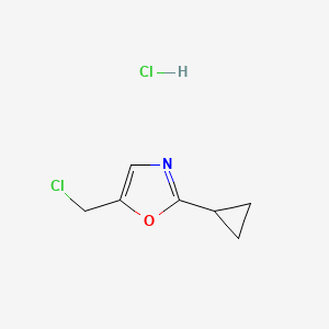 molecular formula C7H9Cl2NO B2454880 5-(Chloromethyl)-2-cyclopropyloxazole hydrochloride CAS No. 2193061-96-8