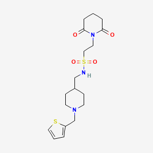 molecular formula C18H27N3O4S2 B2454883 2-(2,6-二氧代哌啶-1-基)-N-((1-(噻吩-2-基甲基)哌啶-4-基)甲基)乙磺酰胺 CAS No. 1211699-08-9
