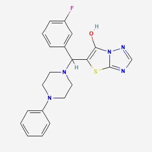 molecular formula C21H20FN5OS B2454887 5-((3-Fluorophenyl)(4-phenylpiperazin-1-yl)methyl)thiazolo[3,2-b][1,2,4]triazol-6-ol CAS No. 868220-00-2
