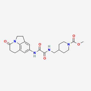 molecular formula C21H26N4O5 B2454890 methyl 4-((2-oxo-2-((4-oxo-2,4,5,6-tetrahydro-1H-pyrrolo[3,2,1-ij]quinolin-8-yl)amino)acetamido)methyl)piperidine-1-carboxylate CAS No. 1323631-02-2