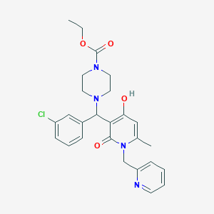 molecular formula C26H29ClN4O4 B2454895 Ethyl 4-((3-chlorophenyl)(4-hydroxy-6-methyl-2-oxo-1-(pyridin-2-ylmethyl)-1,2-dihydropyridin-3-yl)methyl)piperazine-1-carboxylate CAS No. 897611-59-5