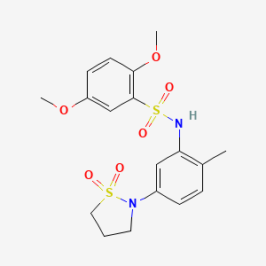 molecular formula C18H22N2O6S2 B2454899 N-(5-(1,1-dioxidoisothiazolidin-2-yl)-2-methylphenyl)-2,5-dimethoxybenzenesulfonamide CAS No. 946260-55-5