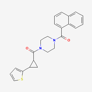 molecular formula C23H22N2O2S B2454902 (4-(1-萘酰)哌嗪-1-基)(2-(噻吩-2-基)环丙基)甲酮 CAS No. 1210421-31-0