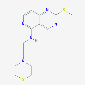 molecular formula C16H23N5S2 B2454907 2-Methylsulfanyl-N-(2-methyl-2-thiomorpholin-4-ylpropyl)pyrido[4,3-d]pyrimidin-5-amine CAS No. 2418728-96-6